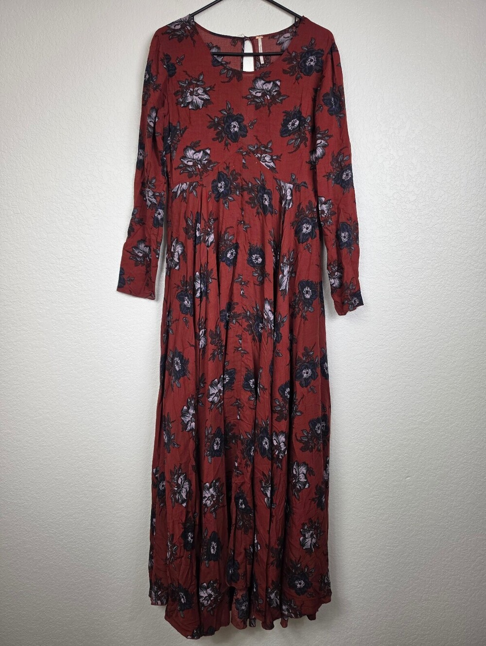 Free People Small Burgundy Floral Long Sleeve Dress